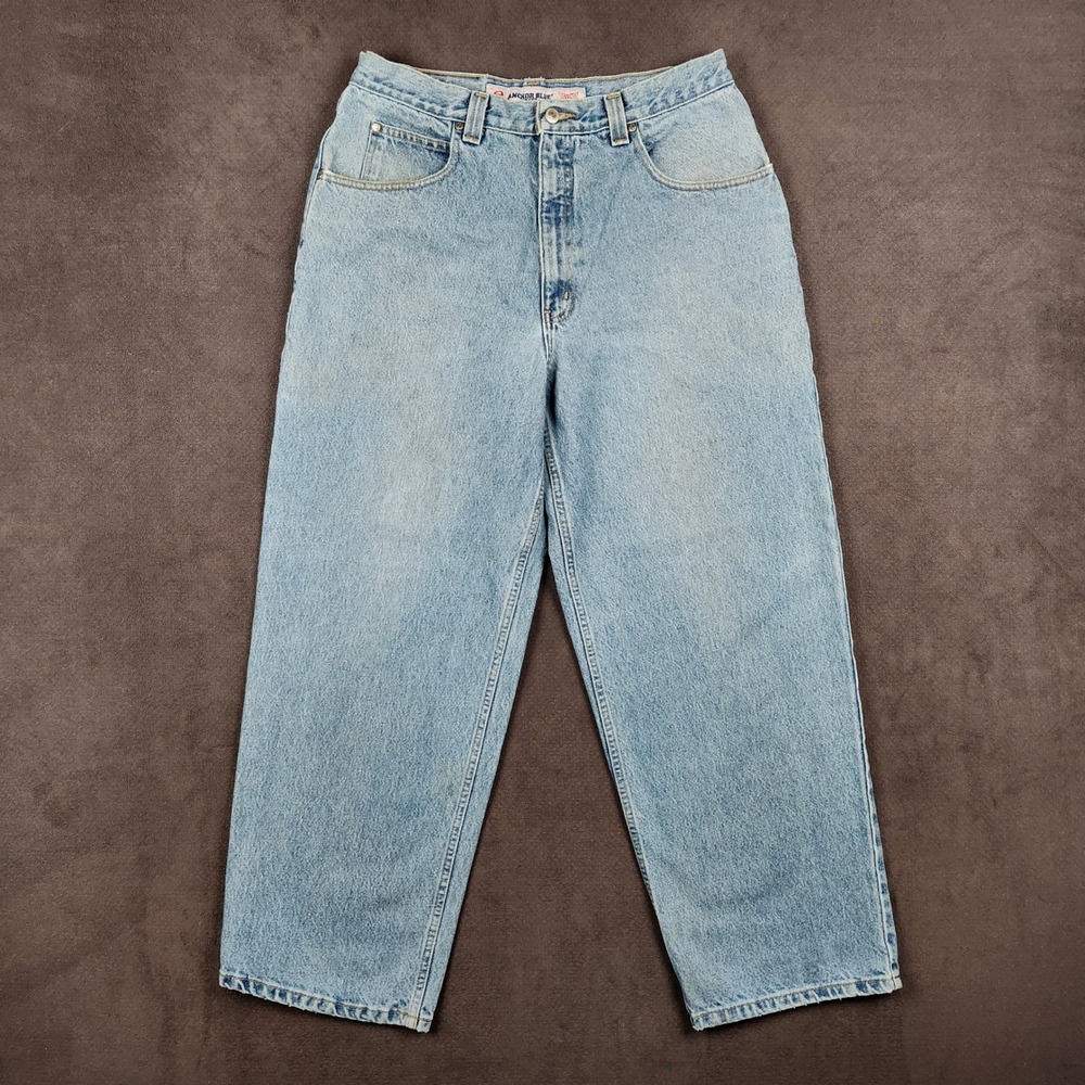 Vintage Anchor Blue Jeans Mens 36x32 Blue Beyond Baggy Denim Pants Grunge Y2K